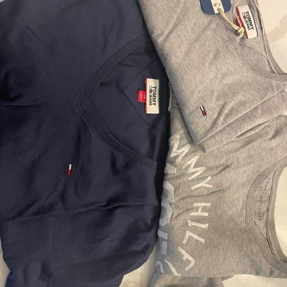 Tommy Hilfiger Blue and Gray Tees